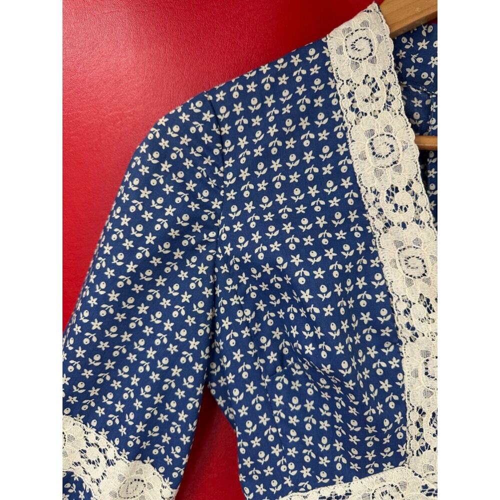 Vintage Victor Costa Calico Lace Cotton Hippie Mazi Dress Size XS to S - Picture 7 of 16